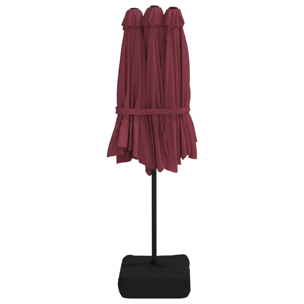 Ombrellone da Giardino-Ombrello da Balcone a Doppia Testa Rosso Bordeaux 449x265 cm