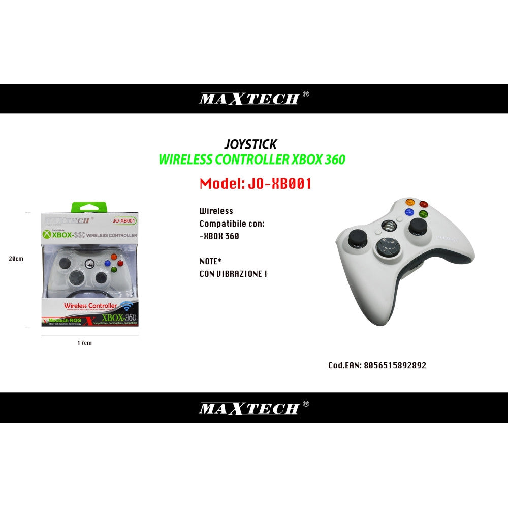 Trade Shop - Joystick Joypad Controller Bianco Per Xbox 360 Wireless Senza Filo Compatibile -
