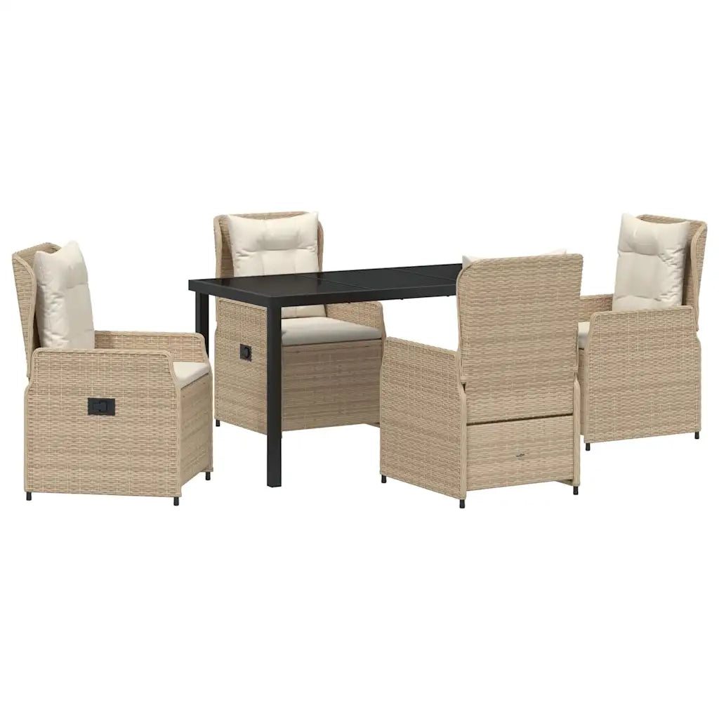 Set da Pranzo per Giardino 5 pcs Beige e Grigio Chiaro