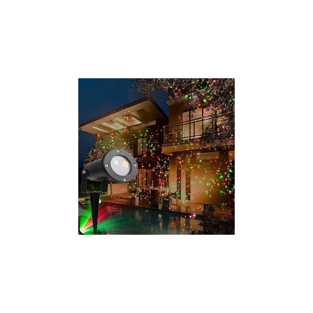 Trade Shop - Proiettore Luci Laser Da Esterno Su Picchetto Fantasia Punti Addobbo Natale -