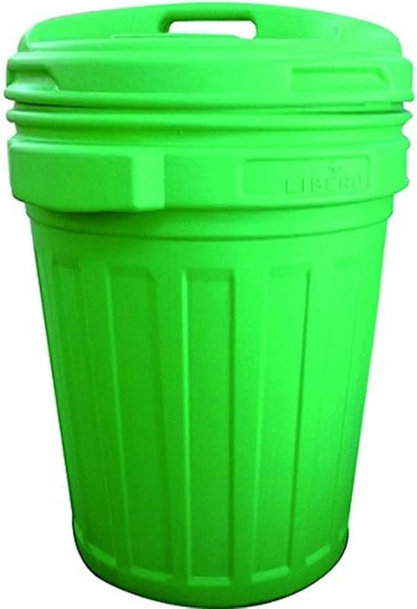 BIDONE CON COPERCHIO A VITE LT.70  lt.70 colore verde, cm.50x68h.