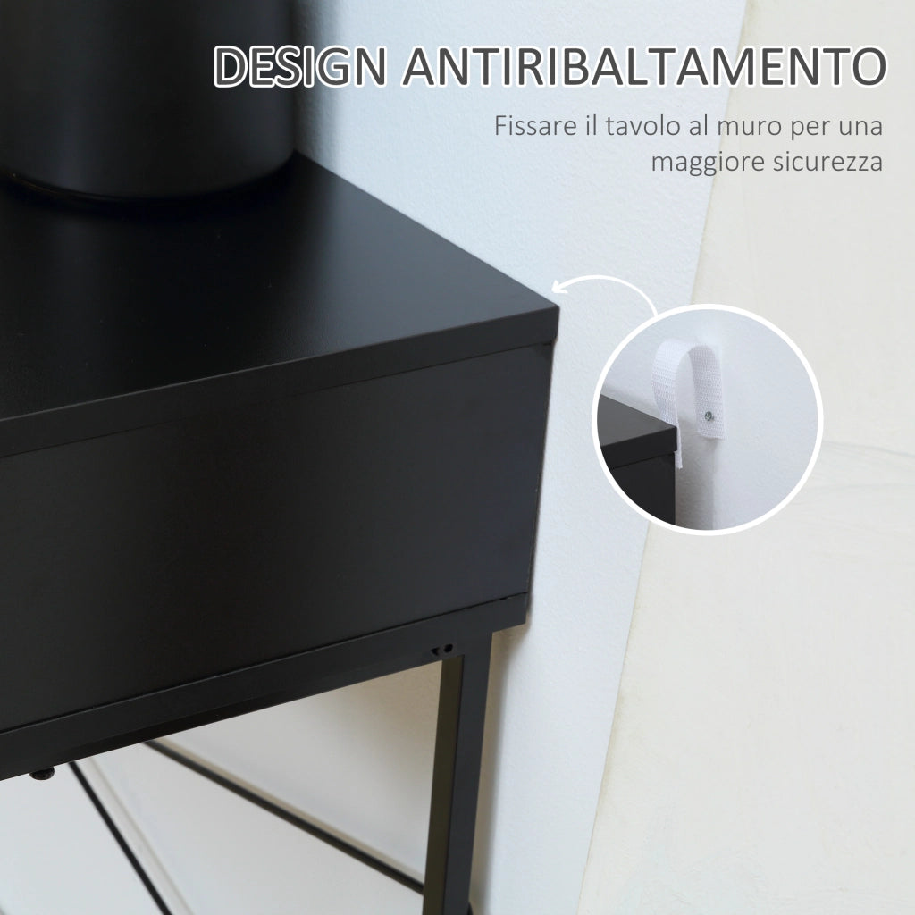 Tavolino Consolle Moderno con 2 Cassetti ¨C Minimal ¨C Nero 100x30x75cm