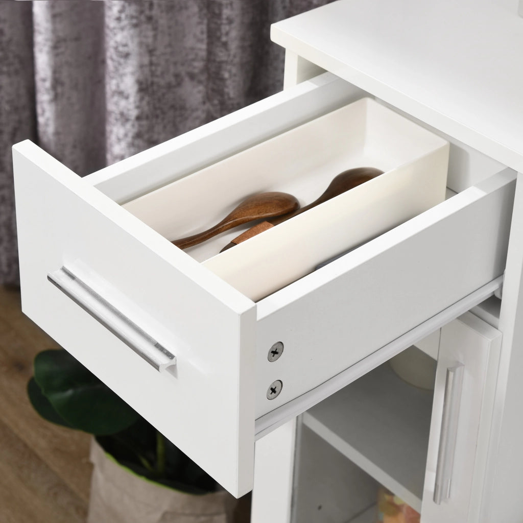 Credenza Moderna con Cassetti e Ante Vetro ¨C Zephmum ¨C Legno Bianco 60x40x95