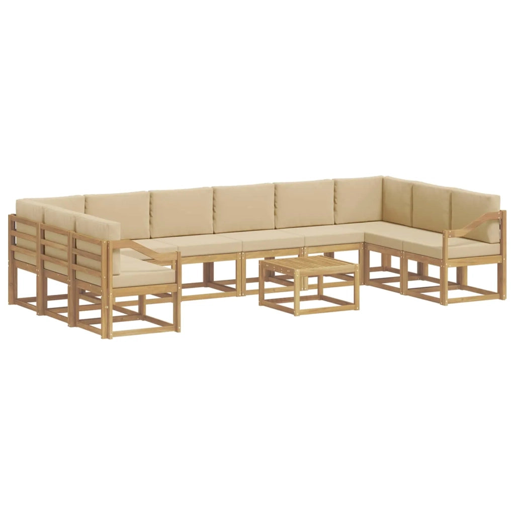 Set di divani da esterno con cuscino 11 pcs Bianco e Beige 3388342