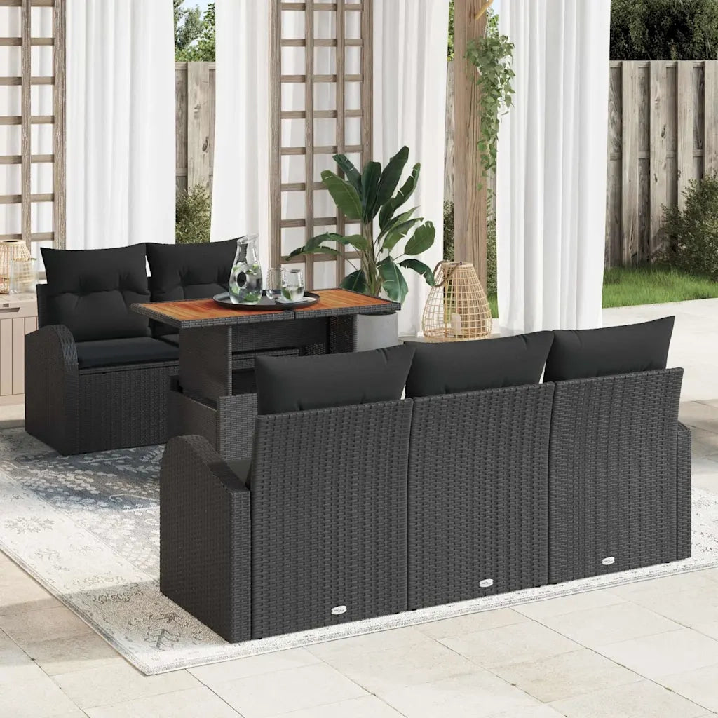 Set Divano da Giardino con archiviazione 6 pcs Nero Poly Rattan 3358263