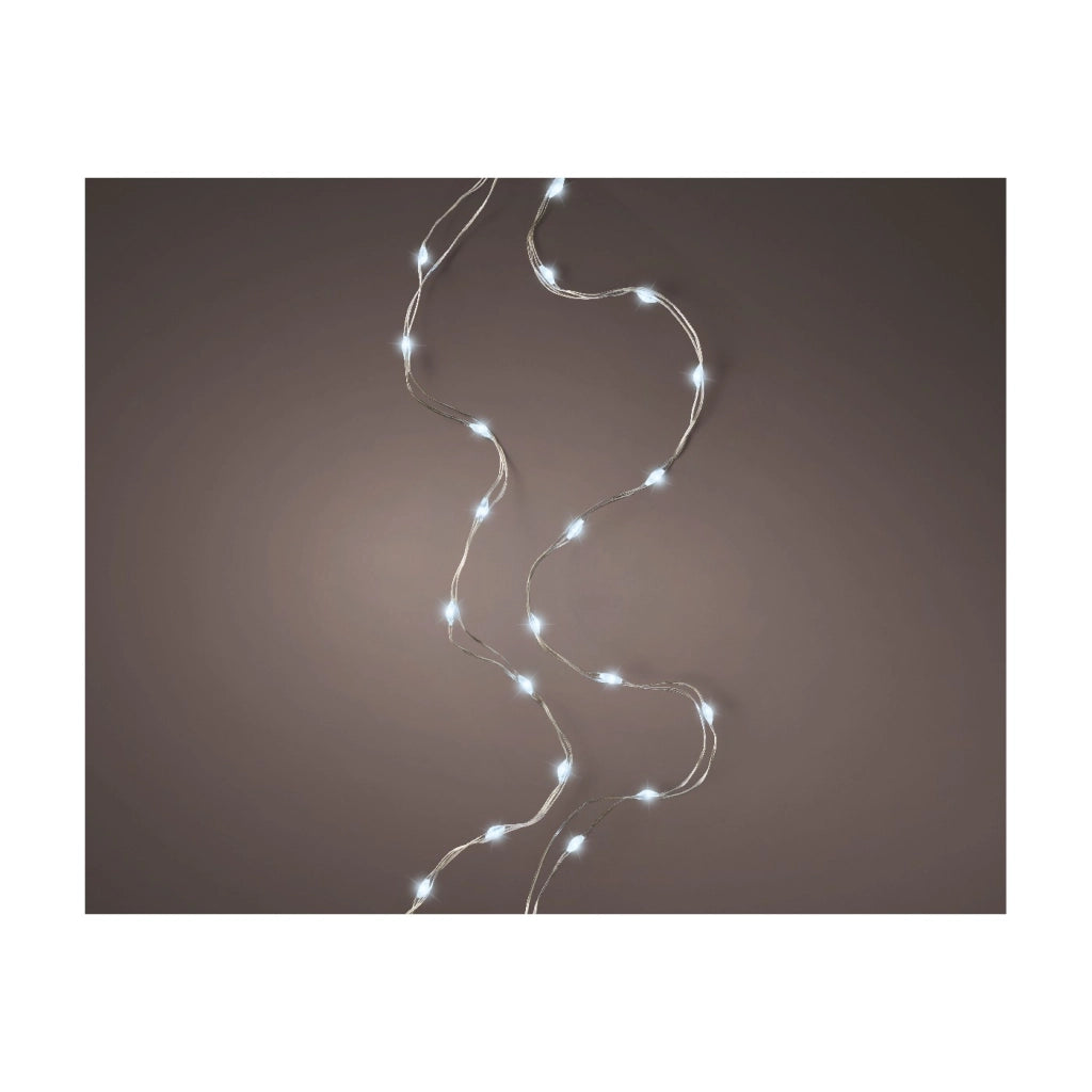 Micro Led luce fissa argento/bianco freddo 295cm 60L a batteria