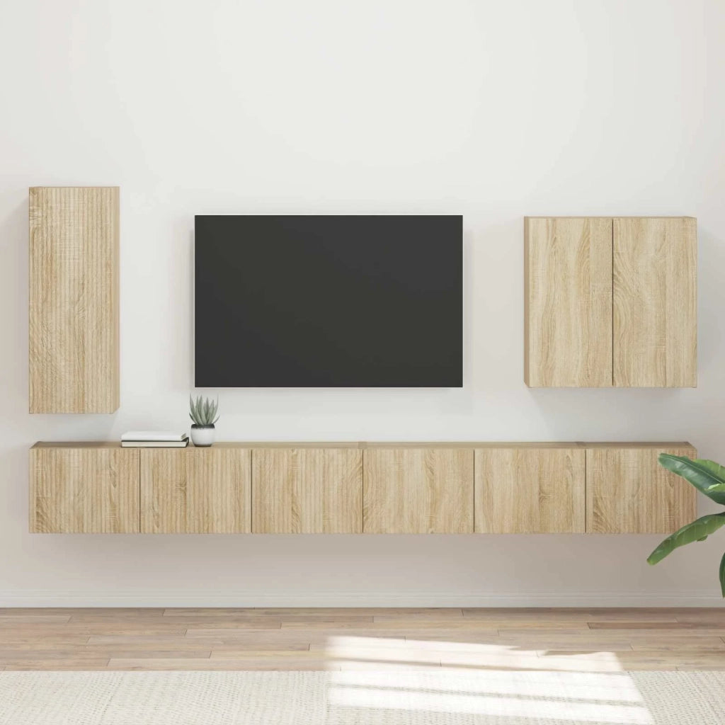 Set di Mobiletto da TV a Parete 6 pcs Rovere Sonoma 3408945