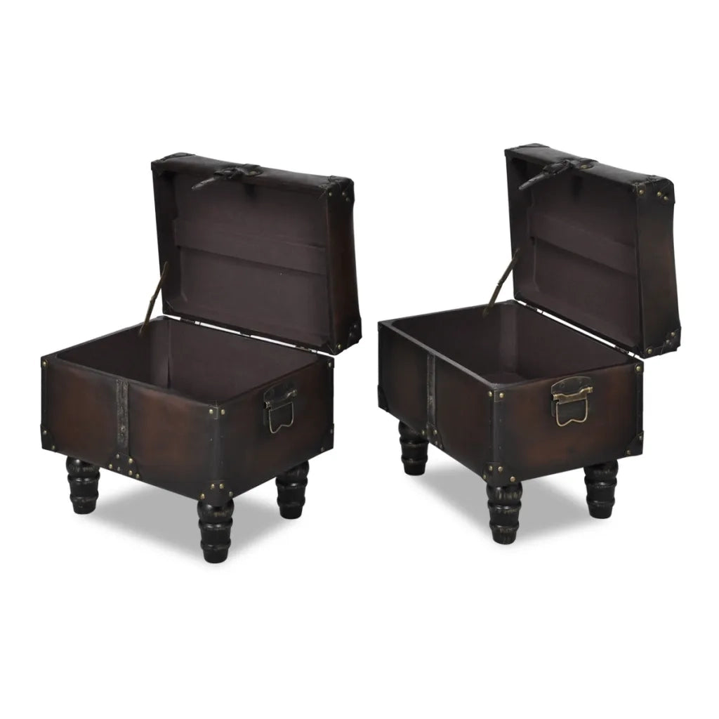 Cassapanca Set 3 pz-Panca con Contenitore Marrone