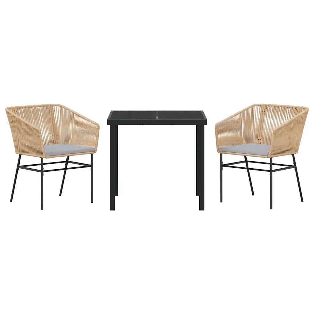 Set da Pranzo per Giardino con cuscino 3 pcs Marrone
