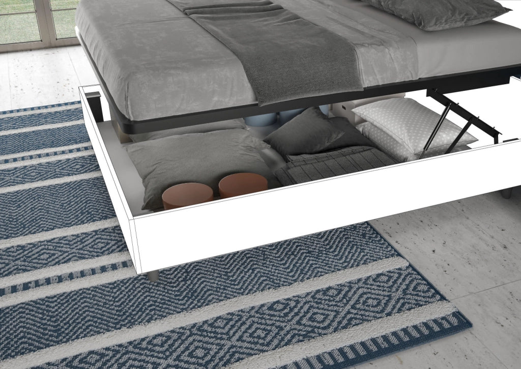 BS COM Letto matrimoniale contenitore apertura comoda imbottito 160x190 similpelle nero