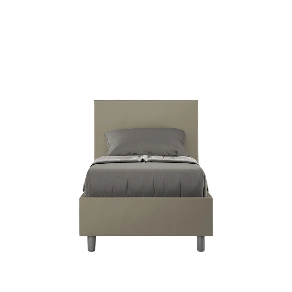 BS COM Letto singolo senza rete imbottito 80x200 similpelle cappuccino