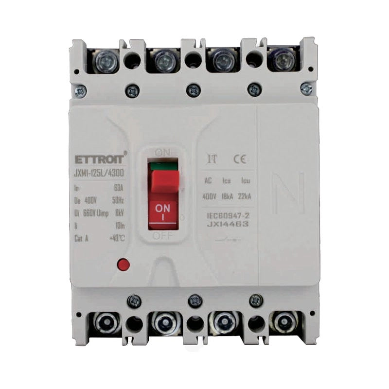 MCCB Interruttori Scatolati Magnetotermici 4P 22kA 63A AC 400V IP20 IEC60947-2
