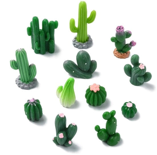 Miniature figure di cactus in resina per artigianato e decorazione, 60 pezzi