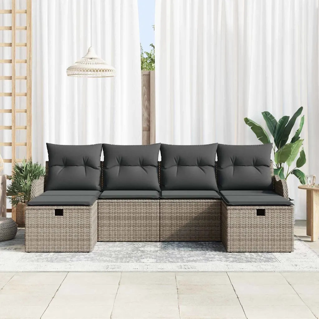 Set Divano da Giardino con cuscino 6 pcs Grigio Poly Rattan 3360350