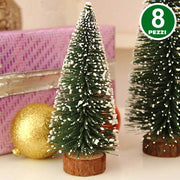 Trade Shop - Set 8 Alberelli Innevati Mini Albero Di Natale 16cm Decorazioni Addobbi Natalizi -