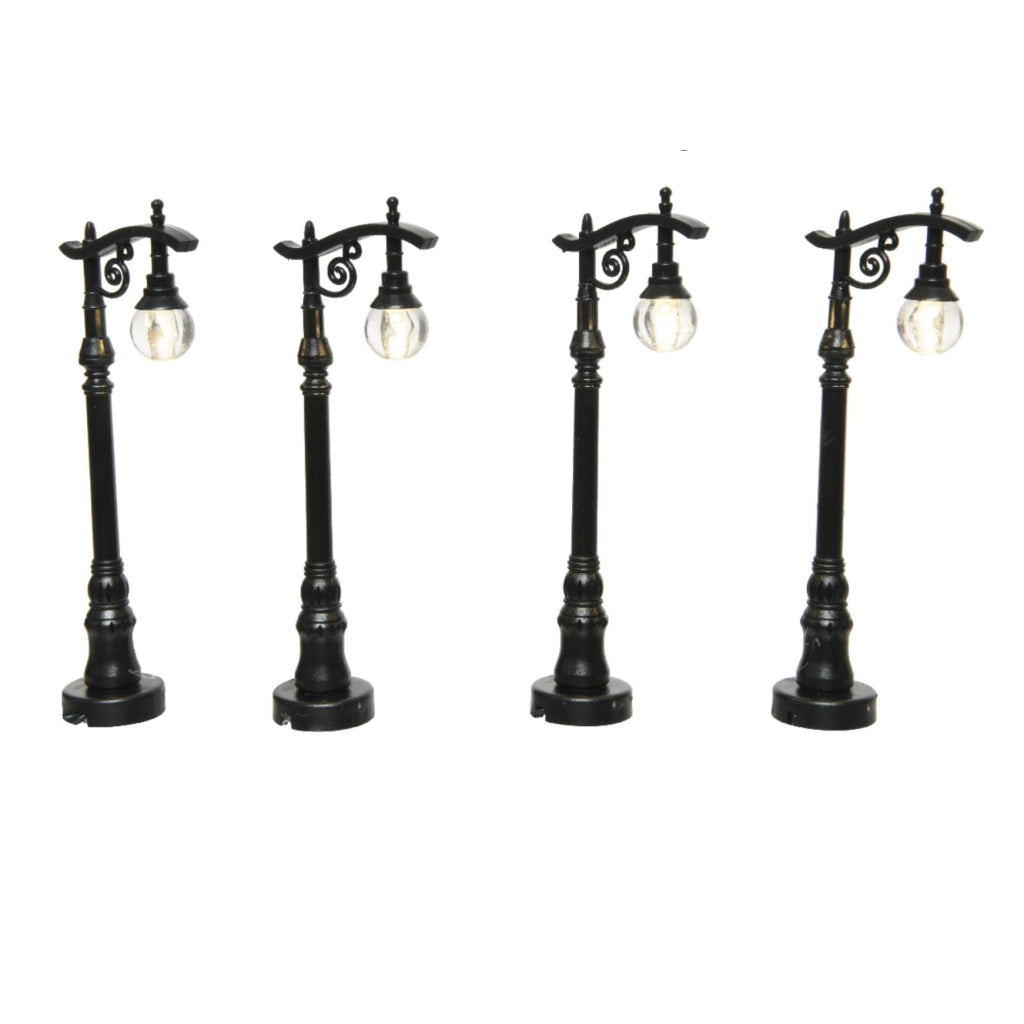 4 lanterne nere villaggio natalizio 10 cm