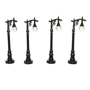 4 lanterne nere villaggio natalizio 10 cm