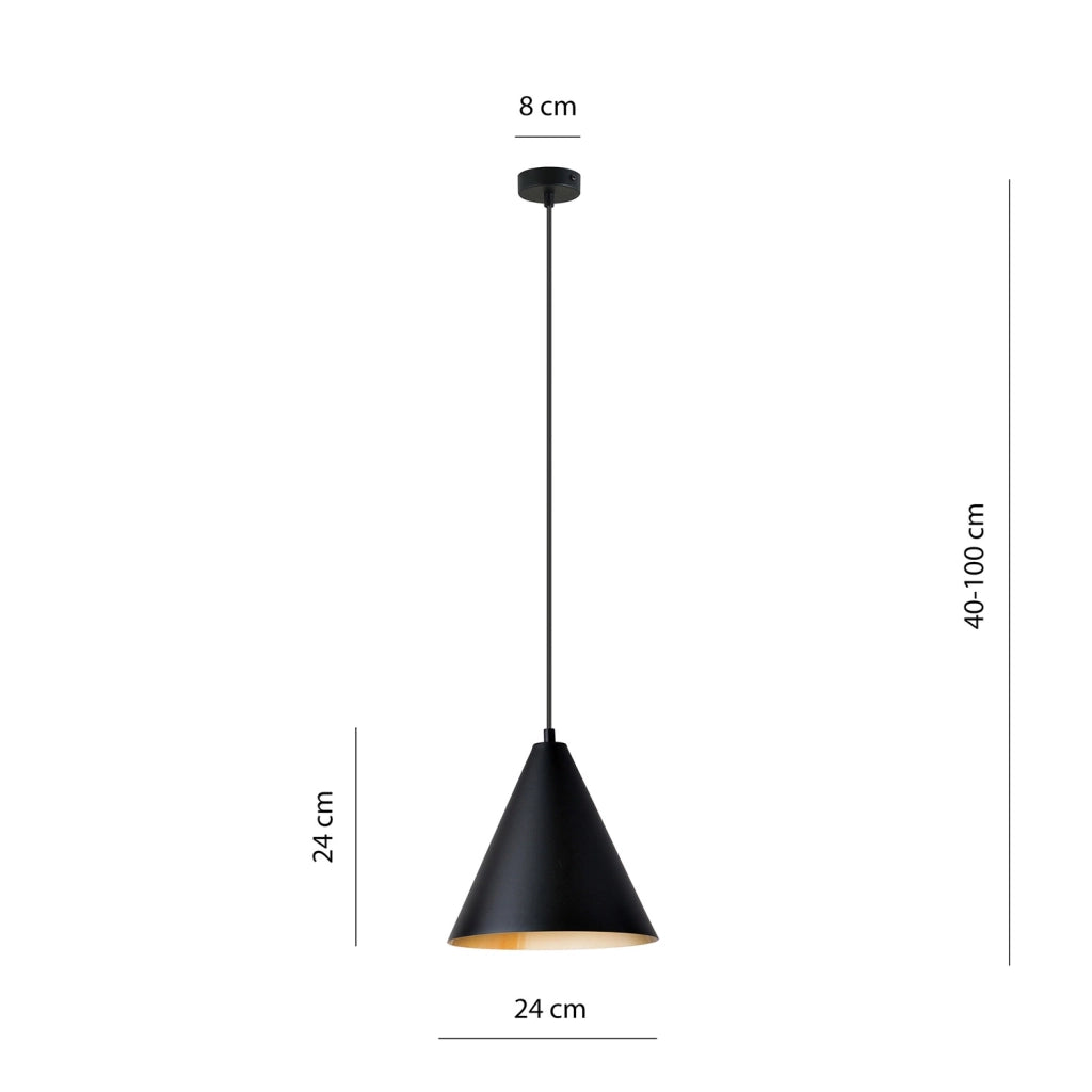Sospensione Nordica Ninhursag 1 Luce In Acciaio Nero E Oro