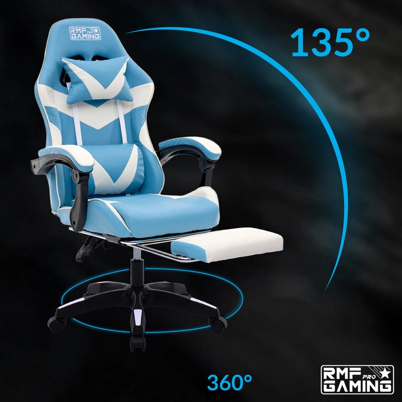 SEDIA DA GAMING COLORE AZZURRA-BIANCA