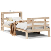 Letto singolo | Letto per adulti | Giroletto con Testiera 75x190 cm in Legno Massello di Pino