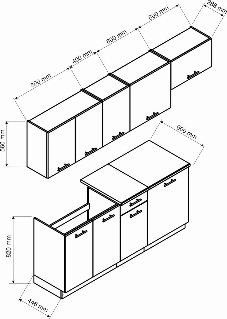 Cucinino Elettrodomestici non inclusi, Rostas, Cucina Modulabile, Nero Antracite