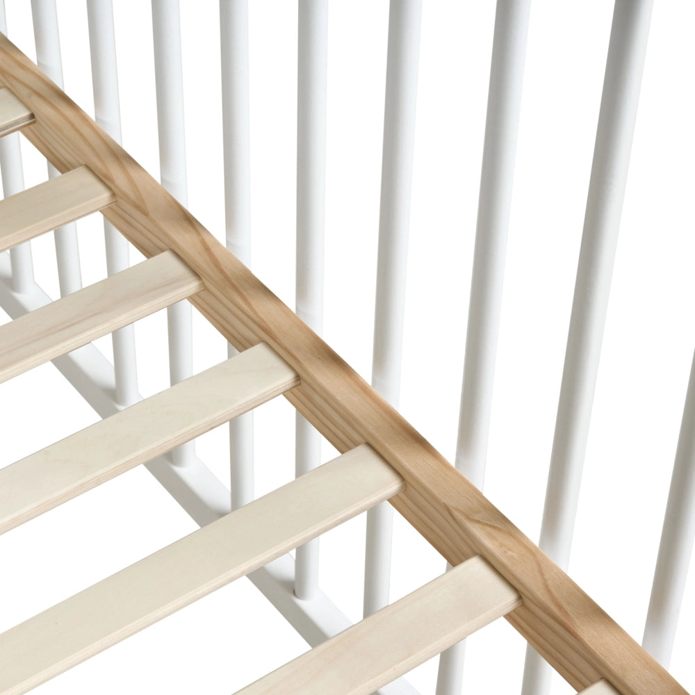 Lettino per neonati in MDF bianco 60 x 120 cm con barre regolabili in altezza Dimensioni standard Accessori per la cameretta minimalista
