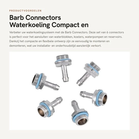 Connettori a Barb per Raffreddamento Acqua, 6 pezzi, G1/4 a vite, in rame/acciaio inossidabile, compatto/flessibile, superficie verniciata, connettori per raffreddamento acqua