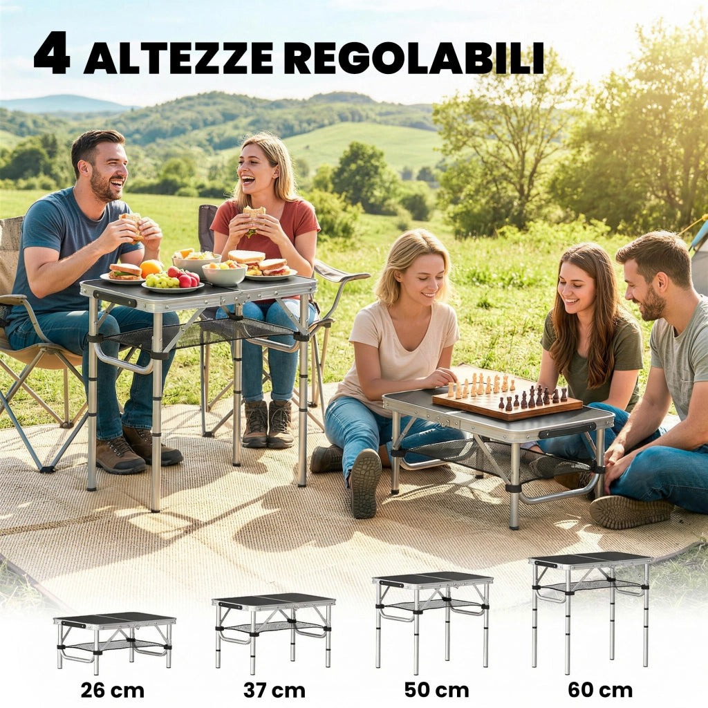 Tavolo Pieghevole da Picnic ¨C zephmum ¨C Nero 60 cm