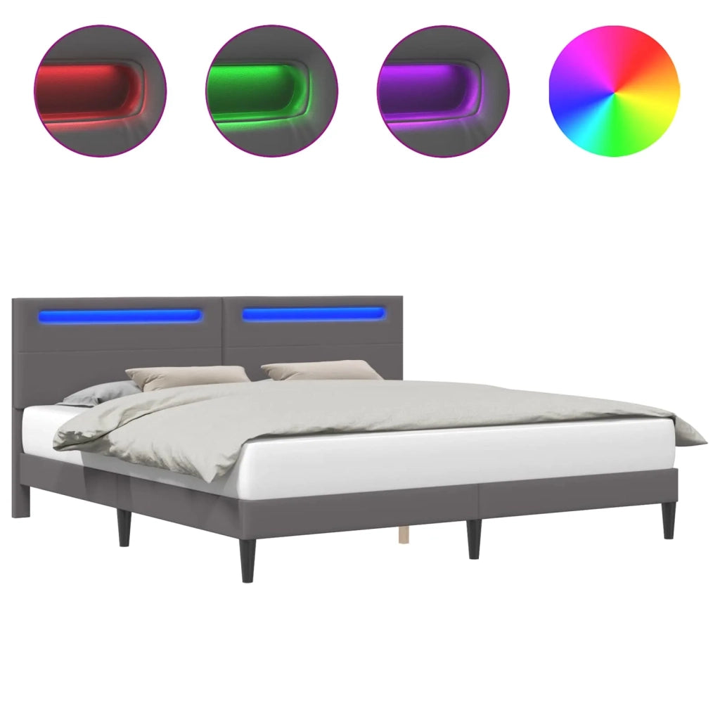 Letto matrimoniale | Letto per adulti | Struttura del letto con testiera Grigio 180 x 200 cm Similpelle
