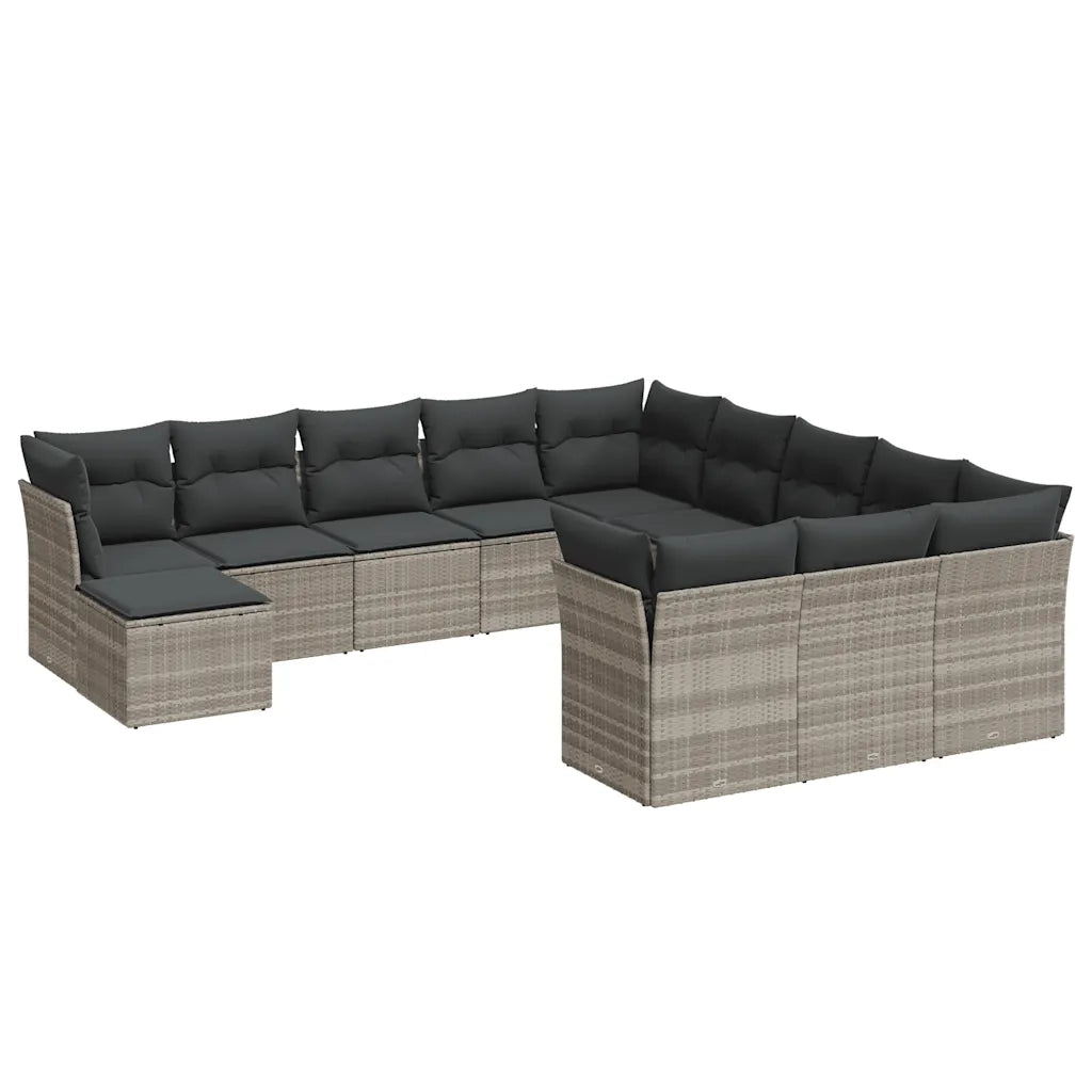 Set Divano Giardino 12 pz con Cuscini Grigio Chiaro Polyrattan