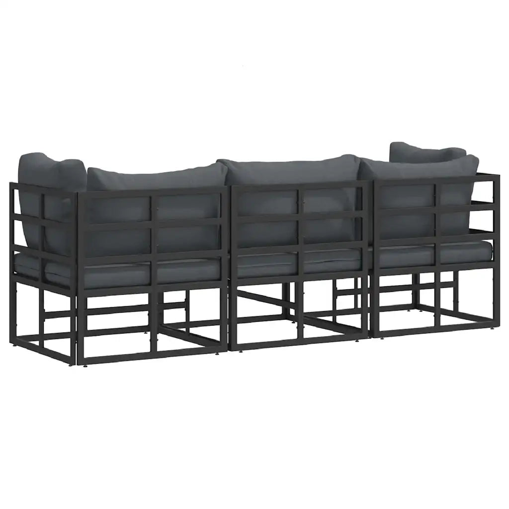 Mobili da Esterno con cuscino 3 Pezzo Nero e antracite Metallo 42008024