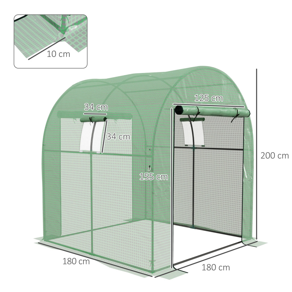 Serra Tunnel da Giardino ¨C Xylo ¨C 2 Porte 2 Finestre Telaio Acciaio Copertura PE Anti-UV Verde