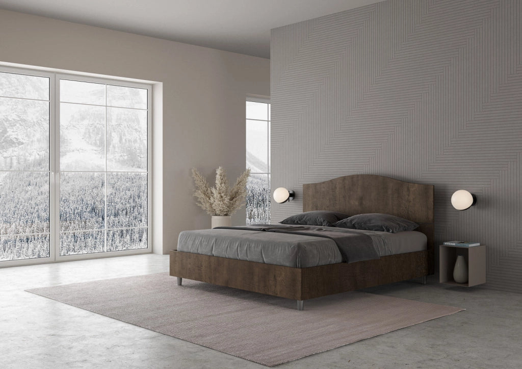 Letto Matrimoniale 160x190 cm con Rete Dores Noce