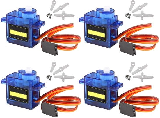 Motore servo 4 pezzi - Mini servo 9g - Elevata prestazione - Helicoteri/aliante/aerei/autovetture/nave - Funzionalità di alimentazione 4,8V/6V - Compatta e leggera
