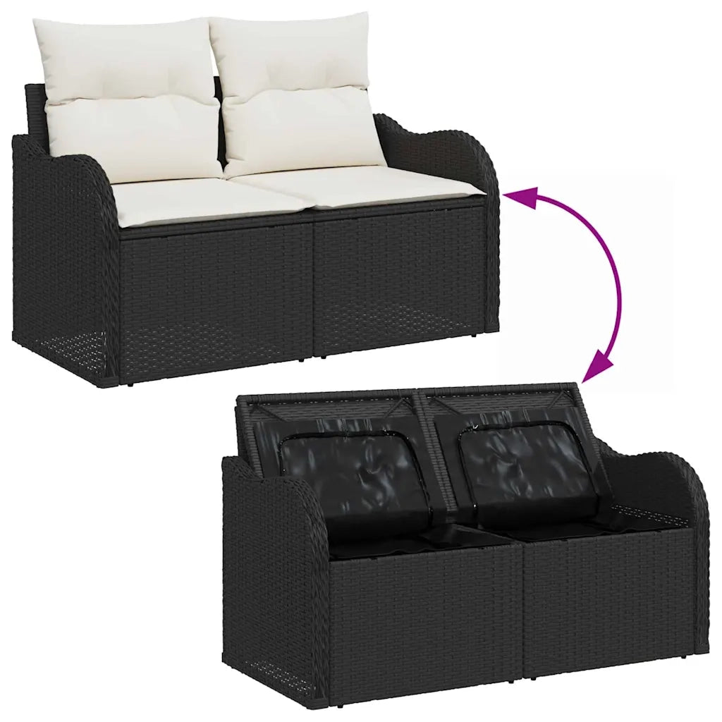 Set Divano da Giardino con cuscino 6 pcs Nero Poly Rattan 3360348