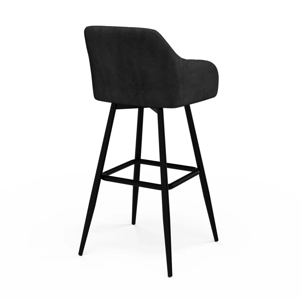 IDMarket - Set di 4 sgabelli da bar MADY con braccioli in velluto nero