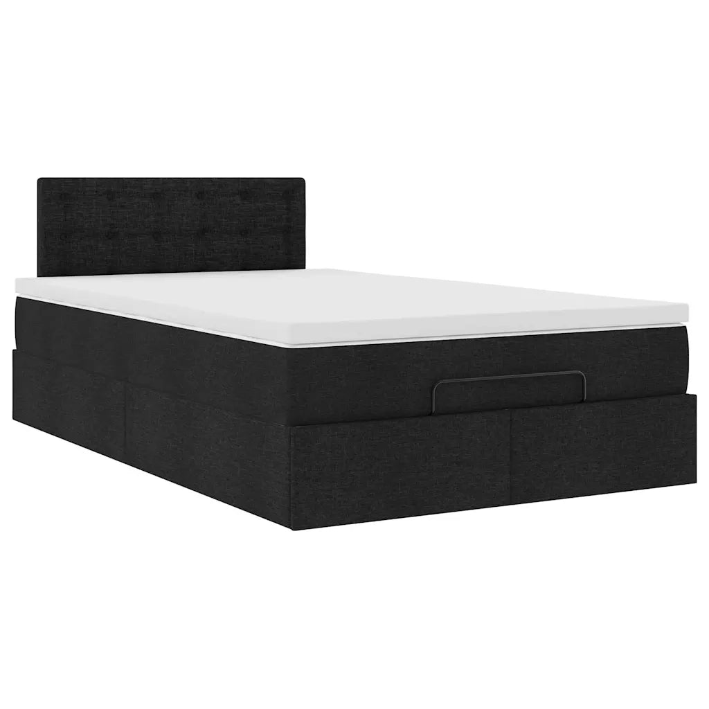 Pouf Letto con Materasso Nero 120x200 cm in Tessuto 3312466