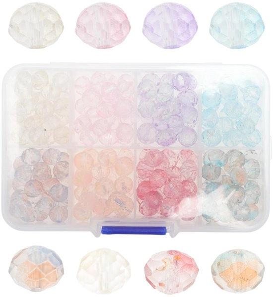 Bracciali in vetro 200 pezzi - Collane in vetro - Creazione di gioielli - Fai da te - Collane colorate - Materiale in vetro di alta qualità - Collane in vetro
