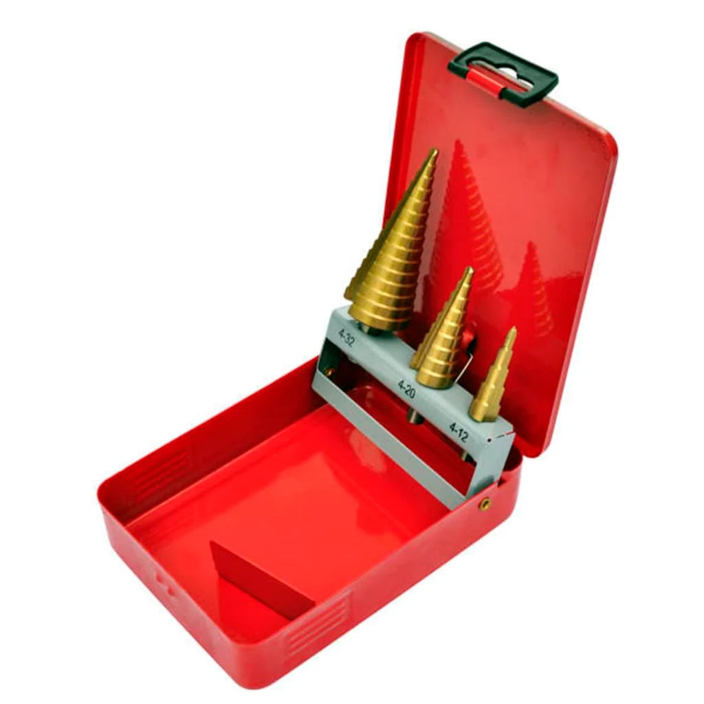 Set di 3 punte coniche a gradini HSS frese a gradini trapani da officina 02_0004075