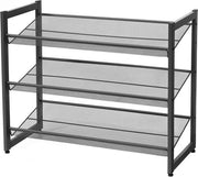 Rack di Scarpe Metalliche 3 Livelli Regolabile - Nero
