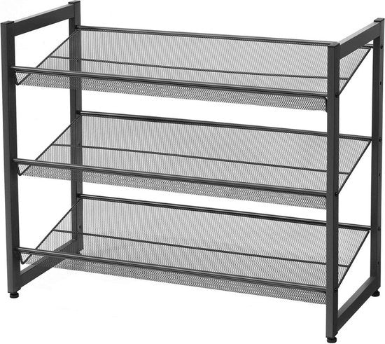 Rack di Scarpe Metalliche 3 Livelli Regolabile - Nero