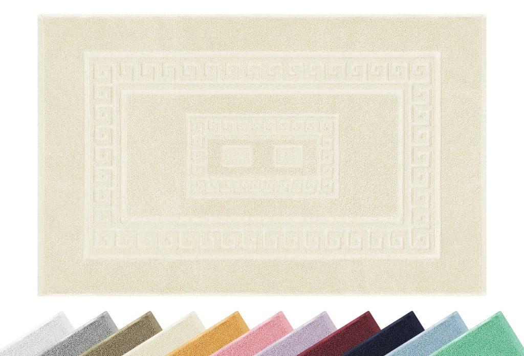 Tappeto Bagno Assorbente In Spugna Varie Misure Da Scendidoccia A Tappeto Grande Lavorazione Jacquard Tinta Unita Ricamo Cornice Lavabile Lavatrice Crema - TappetoBagno60x120