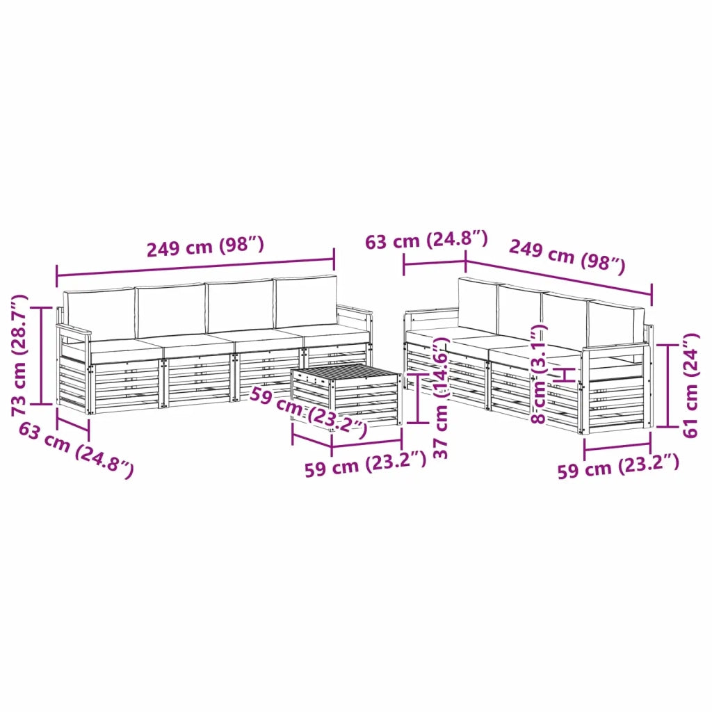 Set di divani da esterno 9 pcs Bianco e Antracite 3391582