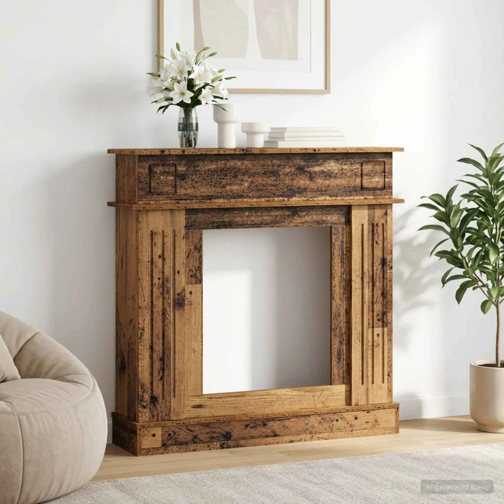 Cornice per camino Legno antico 102 x 26 x 100 cm 8006649