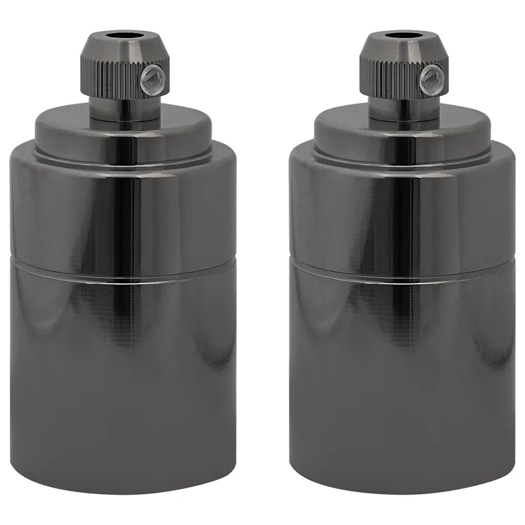 Portalampade 2 pz Nero Lucido E27 4106538
