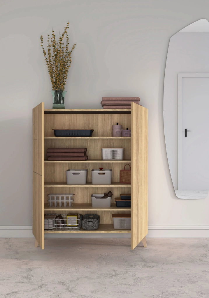 Scarpiera Herdasa effetto rovere dorato gambe rovere dorato 109x90x27cm