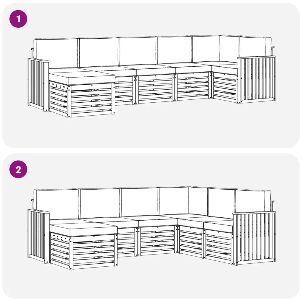 Set divano sezionale con cuscino 7 pcs Grigio Naturale e Chiaro 3375166