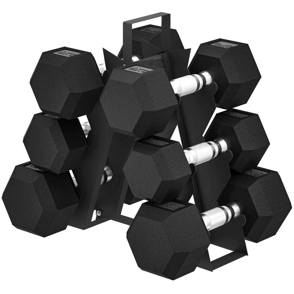 Set di manubri 4kg 6kg 8kg con supporto ¨C Minimal ¨C nero