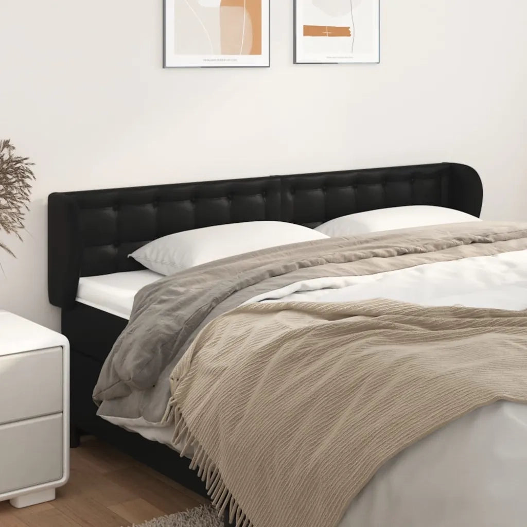 Testiera ad Orecchio-Testata con Orecchie Nera 183x23x78/88 cm in Similpelle 225606