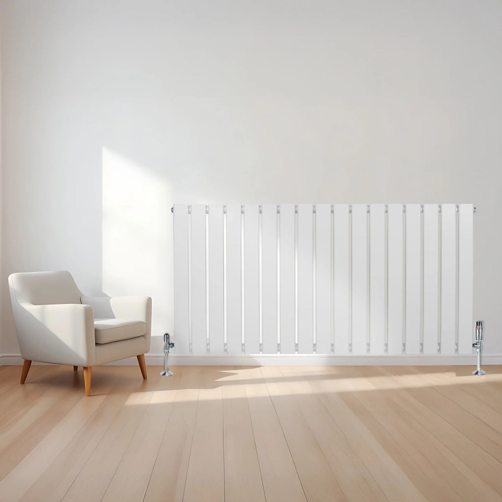 Radiatore Orizzontale 600 x 1190 mm con Valvole TRV Bianco